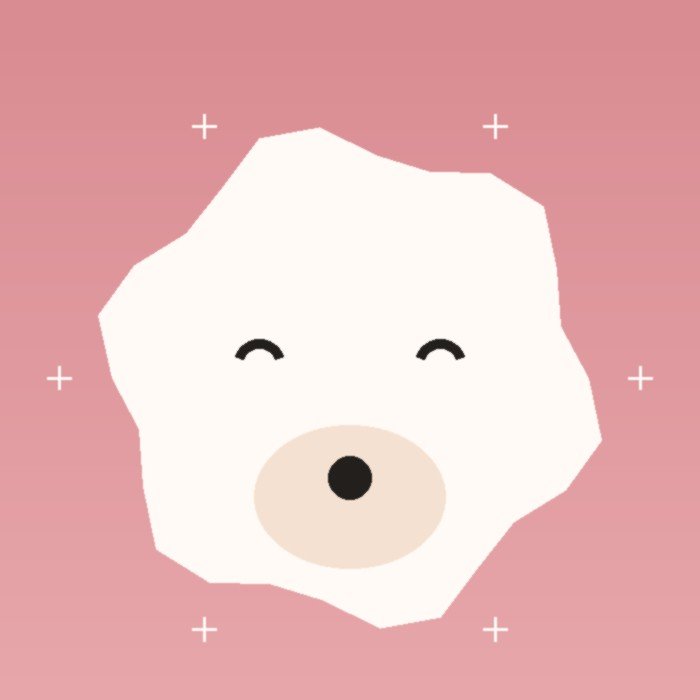 Illustration d'un chien au pelage rond et fluffy